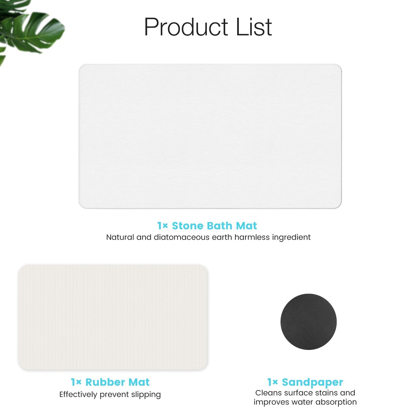 Yinoos Large Diatomite Stone Bath Mat, Premium Non-Slip Natural Diatomaceous Earth Bathtub Quick Drying Mats for Bathroom Floor (30" x 17" White)
