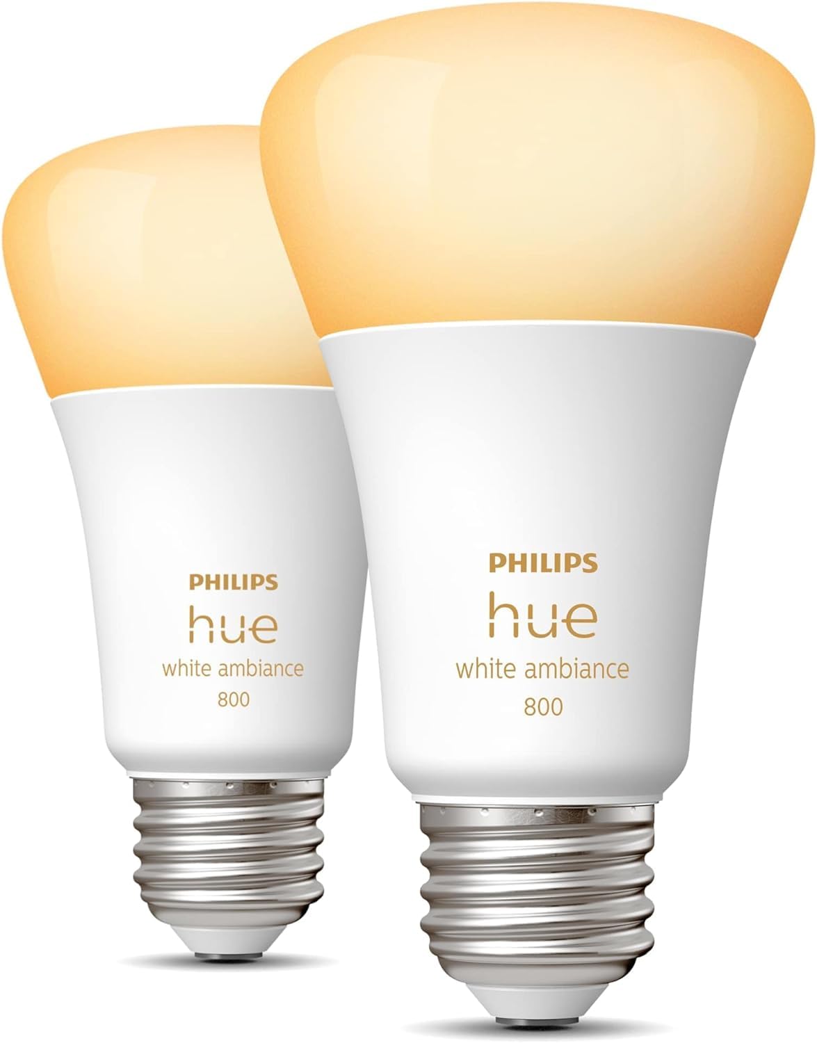 Philips Hue Smart 60W A19 LED Bulb - White Ambiance Warm-to-Cool White Light - 2 Pack - 800LM - E26 - Indoor - Control with Hue App - Works with Alexa, Google Assistant and Apple Homekit