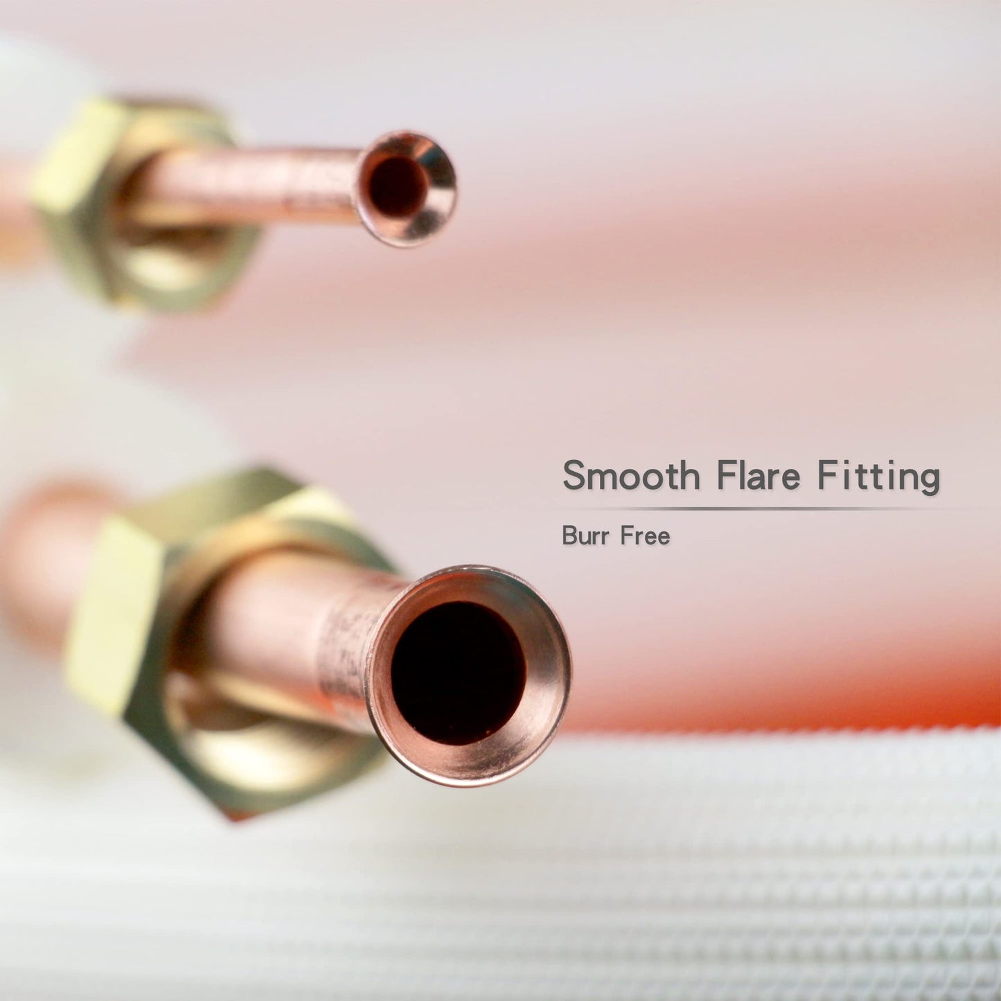 16ft Length Mini Split Line Set,1/4" 5/8" OD Copper Pipes Tubing and 3/8 White PE Thickened Insulated Coil with Flared Nuts for Mini Split Air Conditioner HVAC or Heat Pump System. (16Ft(1/4+5/8))