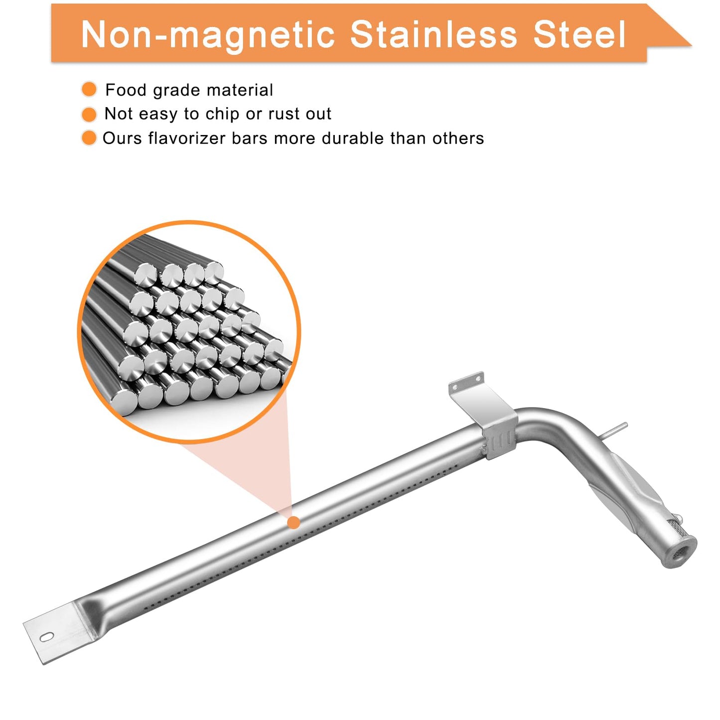 Zemibi PB050012 Viking Appliance Oven Burner, Stainless Steel Burner Tube Gas Replacement for EVGIC305 VGIC365 VGRC605 VGSS480 VGIC367 VGSC300 VGSC305 VGSS300 Viking Range Parts, 2-Pack, 17 Inch