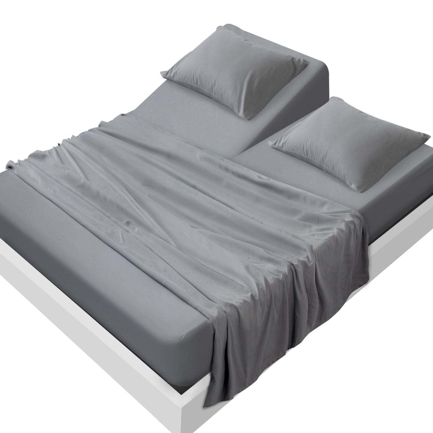 SPRINGSPIRIT Split Top King Sheets Sets for Adjustable Bed, 4 Piece Bed Sheets Set Deep Pockets, Extra Soft and Breathable Bedding Sheets, Grey