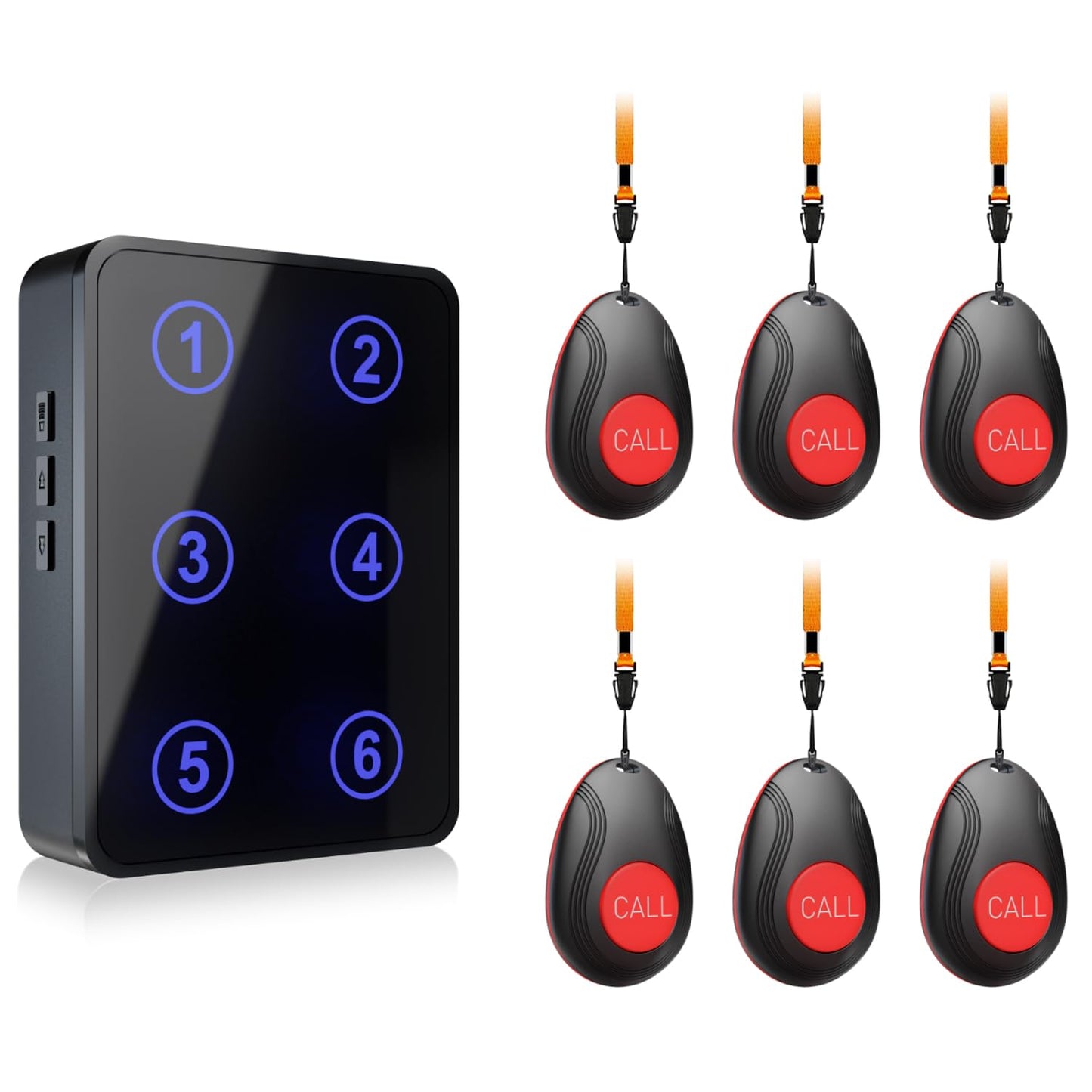 CallToU Wireless Call Button Caregiver Pager Nurse Call System for Elderly /Patients at Home /Hospital with Voice Announcements and LED Number Display (6 Waterproof Call Button & 1 Receiver)
