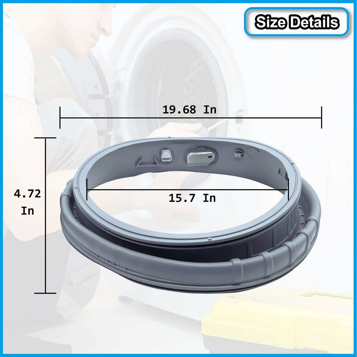 DC97-18094B Washer Door Boot Seal Gasket Diaphragm for Samsung Washing Machine WF42H5000AW/A2 WF42H5100AW/A2 WF42H5200AF/A2 WF42H5200AP/A2 WF42H5200AW/A2 Replace PS9606239 AP5917067 EAP9606239 4000547