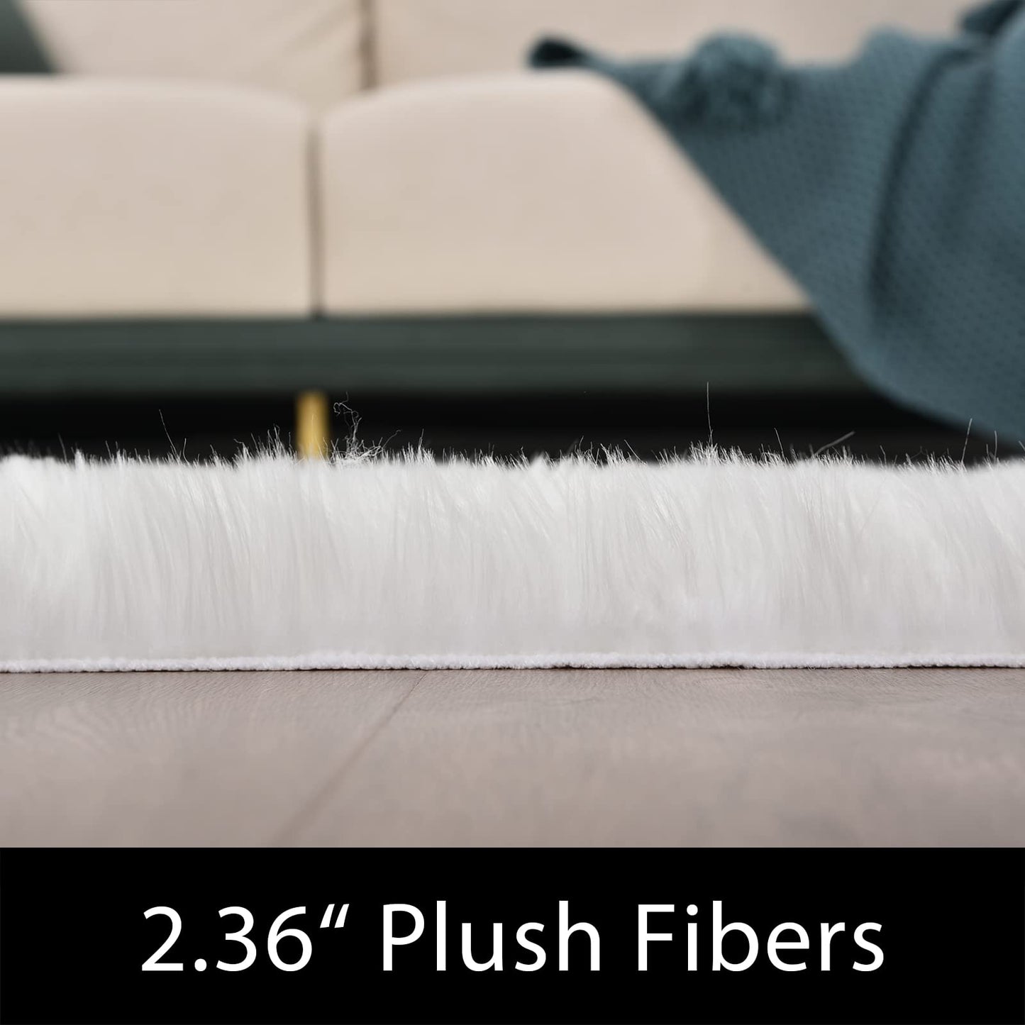 Latepis White Faux Fur Sheepskin Rug 4x6 for Living Room, Fuzzy Rugs Fluffy Washable Rug for Bedroom, Playroom, Luxury Room Decor, Rectangle