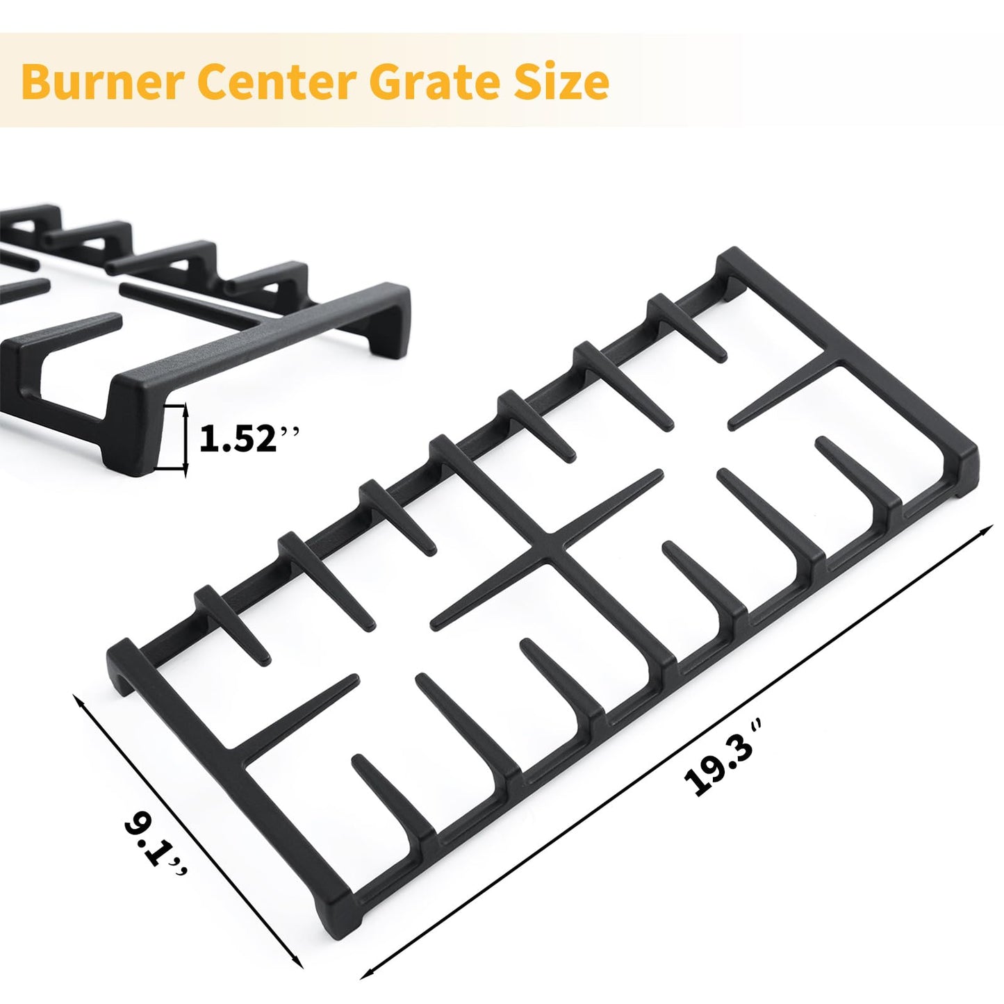 WB31X27150 Stove Center Grate Replacement for GE Stove Parts 19.3’’ x 9.1'' JXGRATE1 WB31X24737 Grate General Electric Gas Range Parts Surface Burner Grate GE Cast Iron Rack (Not JXGRATE2 JXGRILL2)
