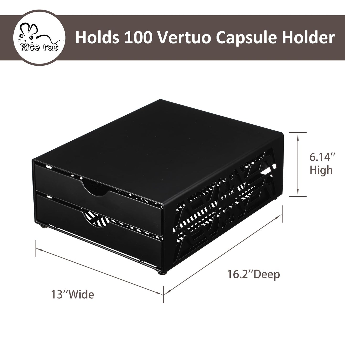 Rice rat for Nespresso Pods Holder Vertuo Pod Holder for Vertuoline Capsules (100 pods-2tiers)