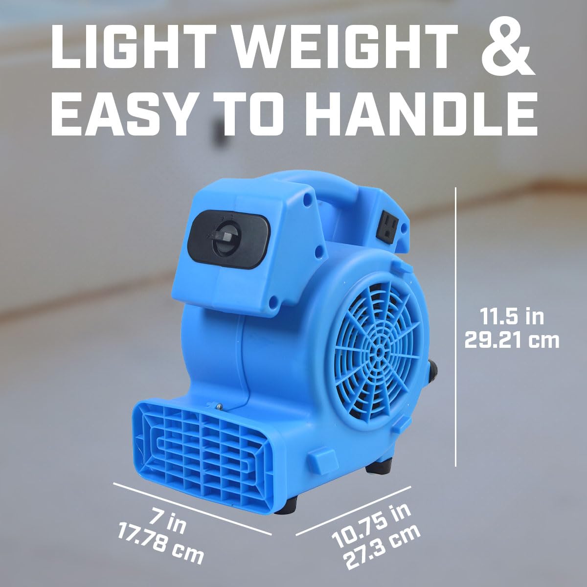 BLOTEK 1/8 HP 600 CFM Air Mini Mover Carpet Dryer Floor Fan with High-Power Airflow for Fast Drying WWD00