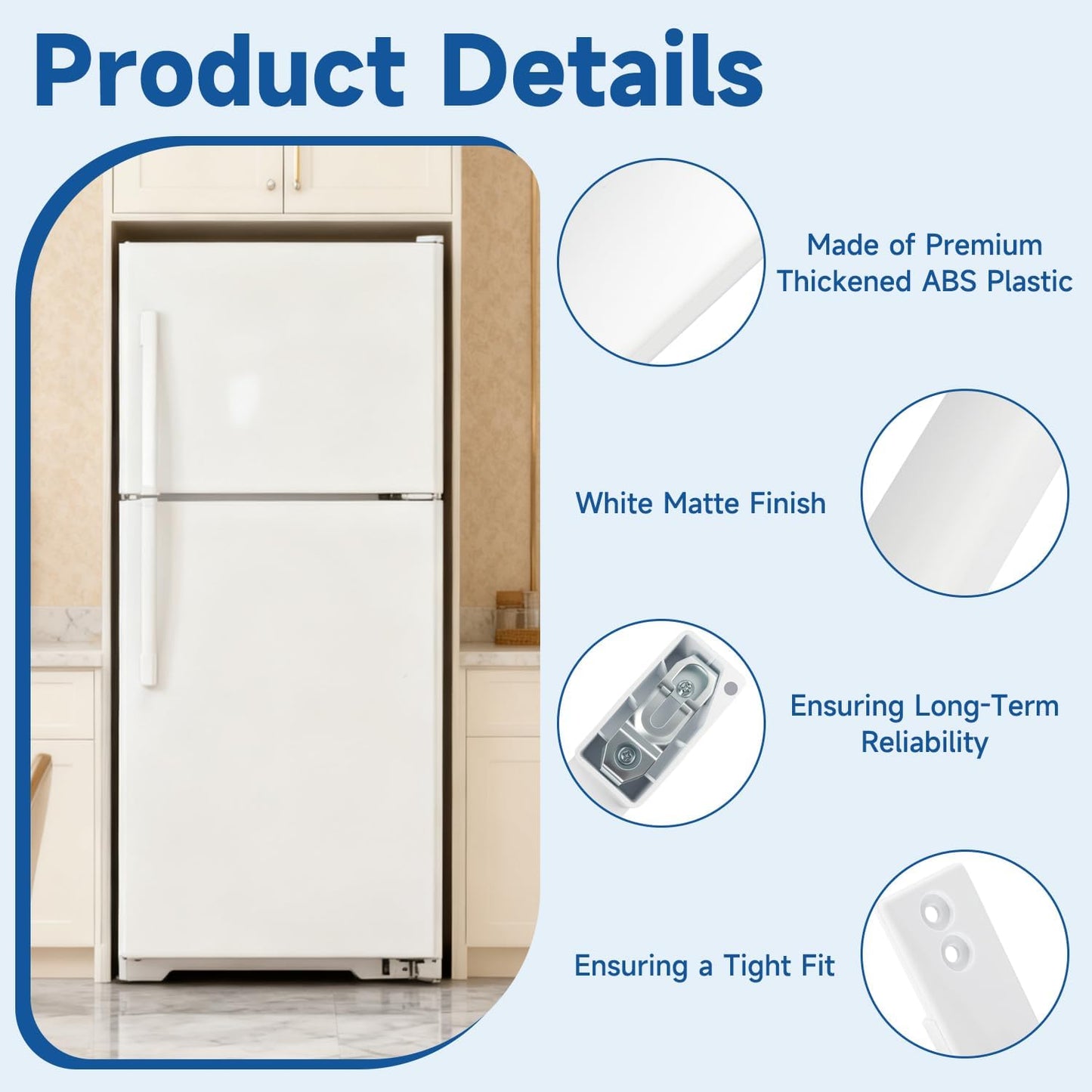 LEYURISE Replace WR12X32352 Refrigerator Door Handle Set Replacement Door Handle Assembly (White) Compatible with GE Refrigerator Replace#: WR12X48765 WR12X21157 WR12X27039