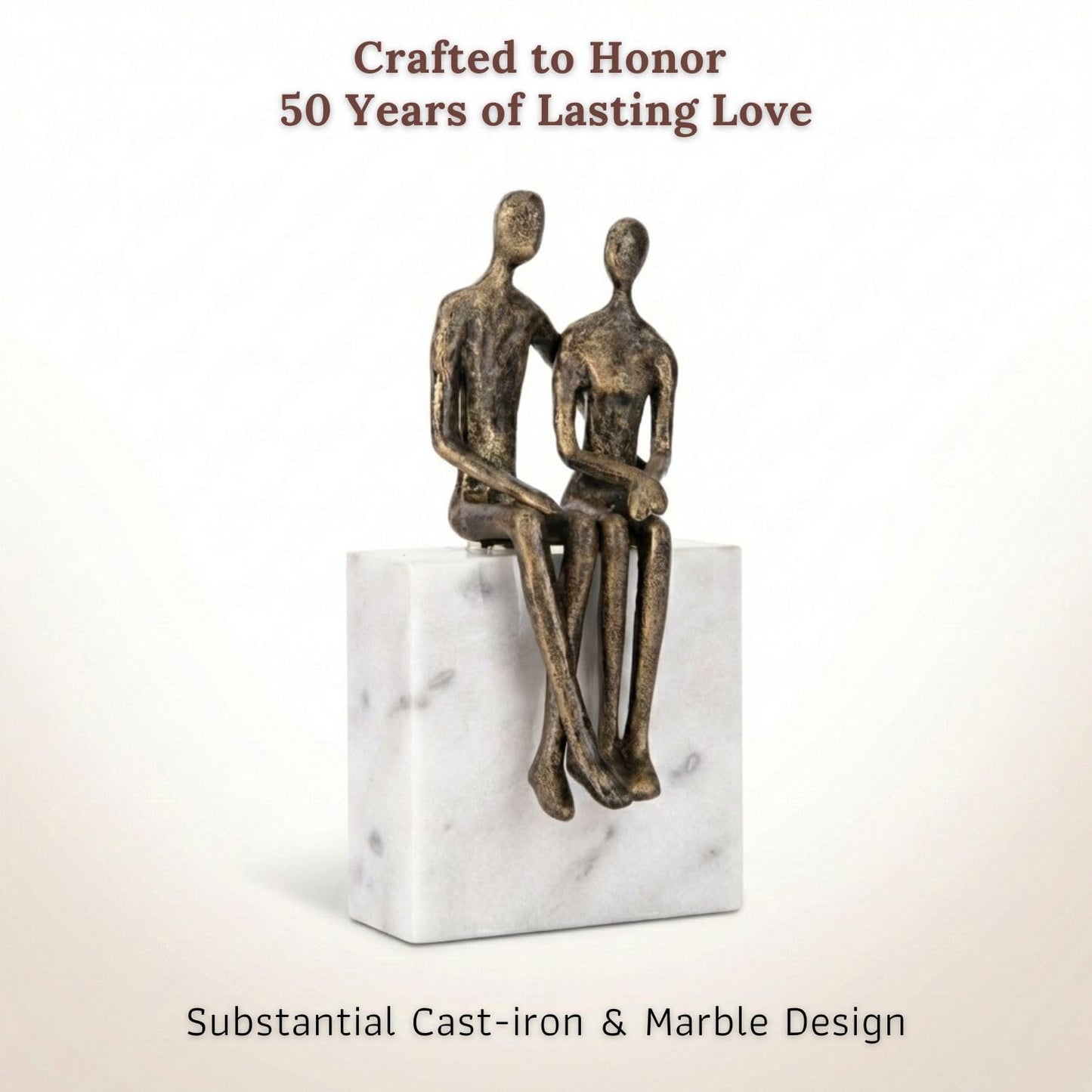 DCAPILLA 50th Wedding Anniversary Couple Gifts - Iron Couple Sculpture on Marble Rock - Keepsake with Poem Card and Engraved Plaque