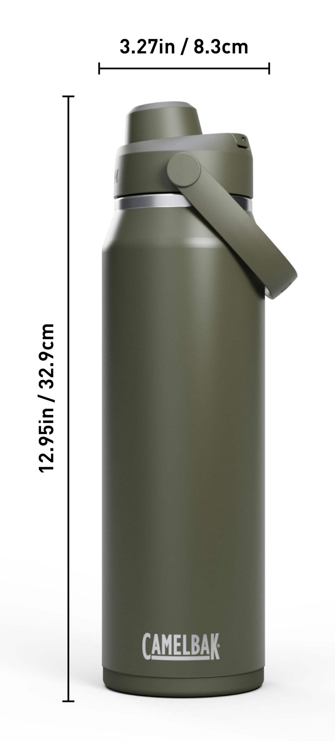 CamelBak Thrive Chug Insulated Stainless Steel Water Bottle, Cold Retention with High Flow Lid for Everyday Hydration and Active Use, 32oz, Moss