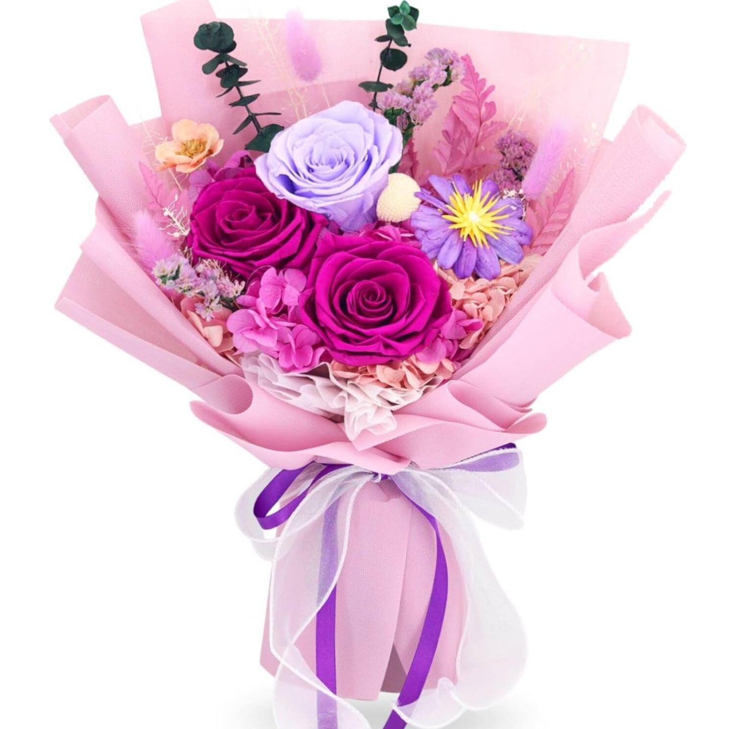 jabeick Preserved Flowers for Delivery, Purple Flowers Fresh Bouquet with Gift Box, Forever Eternal Rose for Her Mom Wife Girlfriend on Christmas, Valentines Day, Mother's Day, Birthday