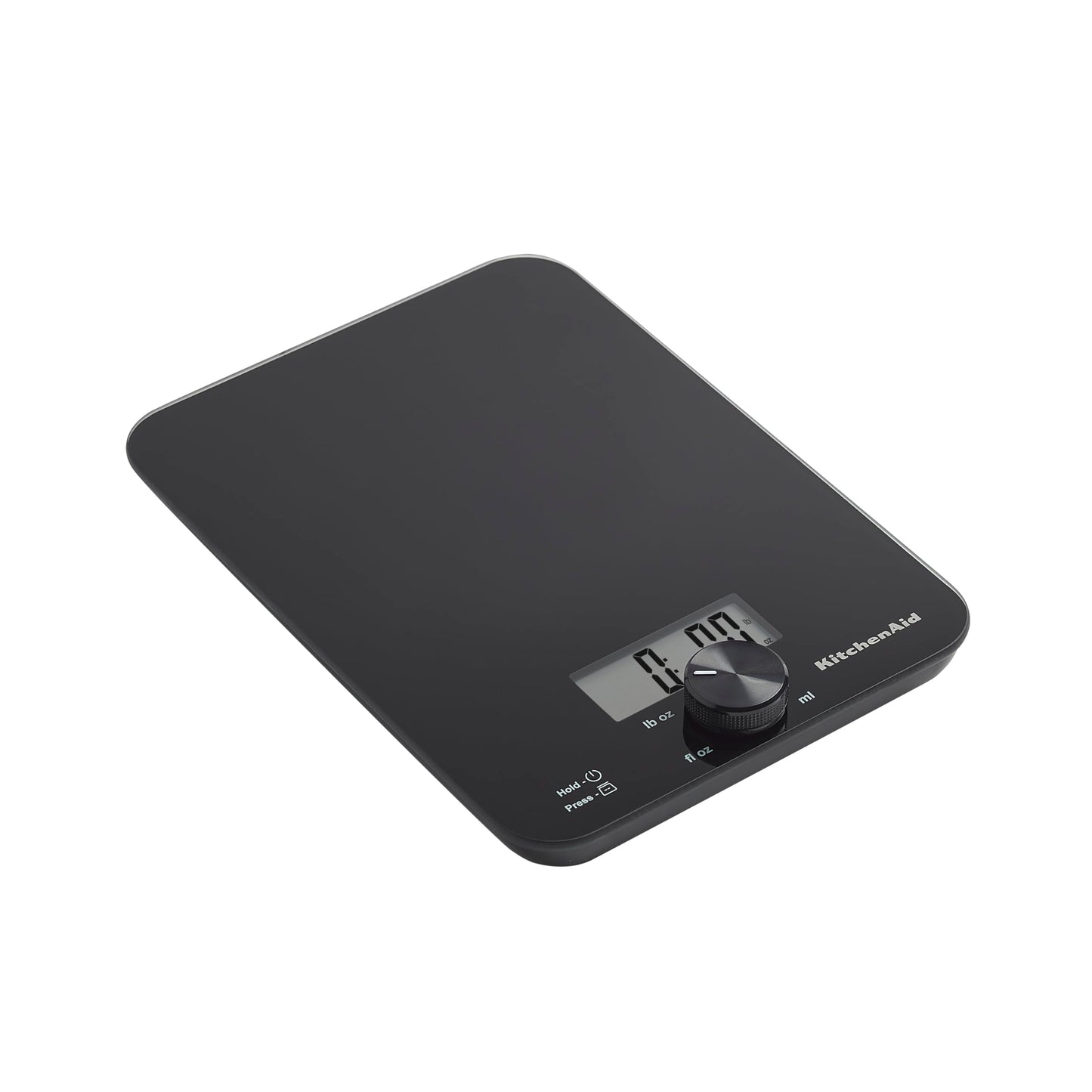 KitchenAid KQ914BA Digital Glass Top Kitchen and Food Scale, 11 lb Capacity, Measures Liquid & Dry Ingredients, Rotating Knob, Precise Results for Baking, Cooking, Keto and Meal Prep, Tare, Black