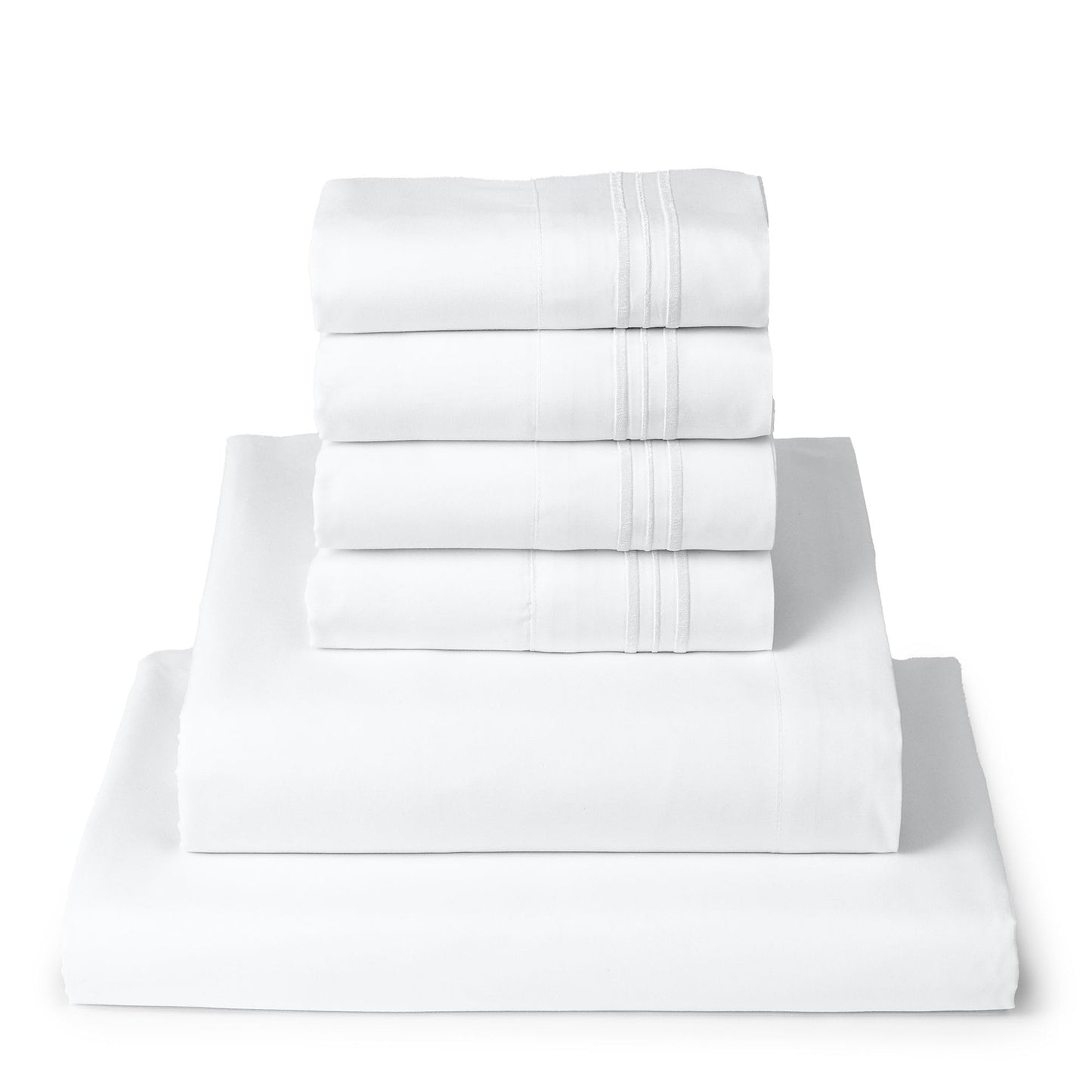 Mellanni King Sheet Set - 6-Piece Iconic Collection Bedding, (Including 4 Pillowcases), 16-Inch Deep Pocket, Easy Care, Extra Soft, Cooling Sheets, Brushed Microfiber - White