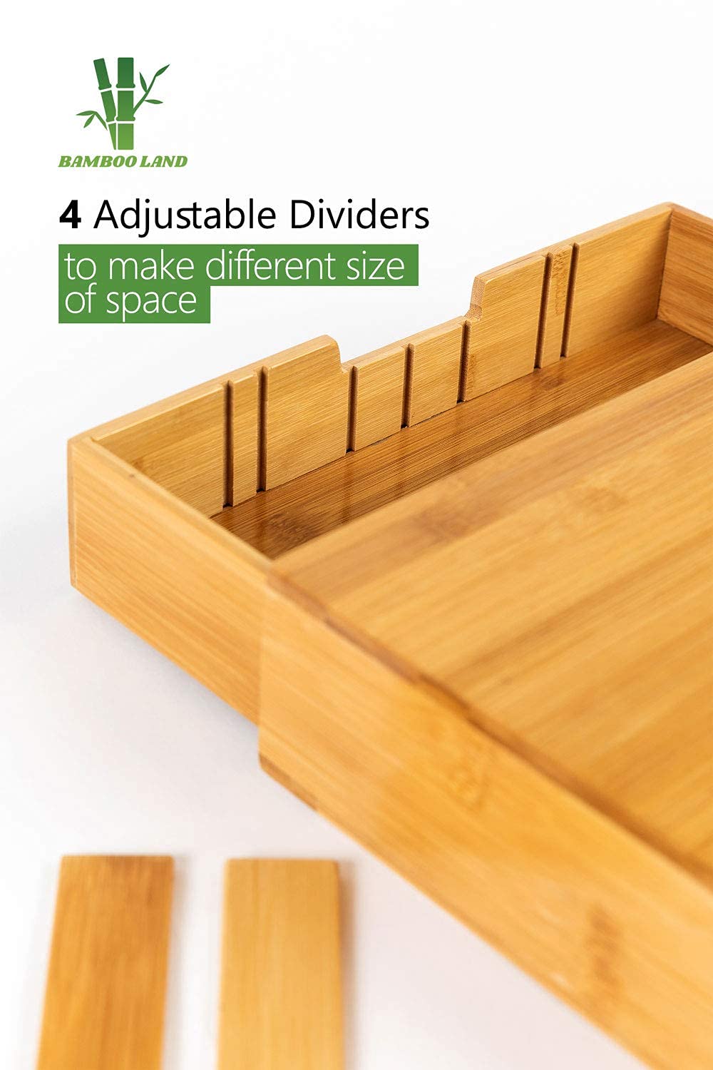 Bamboo Land- Bamboo K Cup Holder, 4 Adjustable Dividers, 36 K Cup Pod Storage, Coffee Pod Drawer, Coffee Pod Holder, Coffee Pod Organizer, Kcup Holder, K Cup Holders for Counter, Coffee Pods Holder