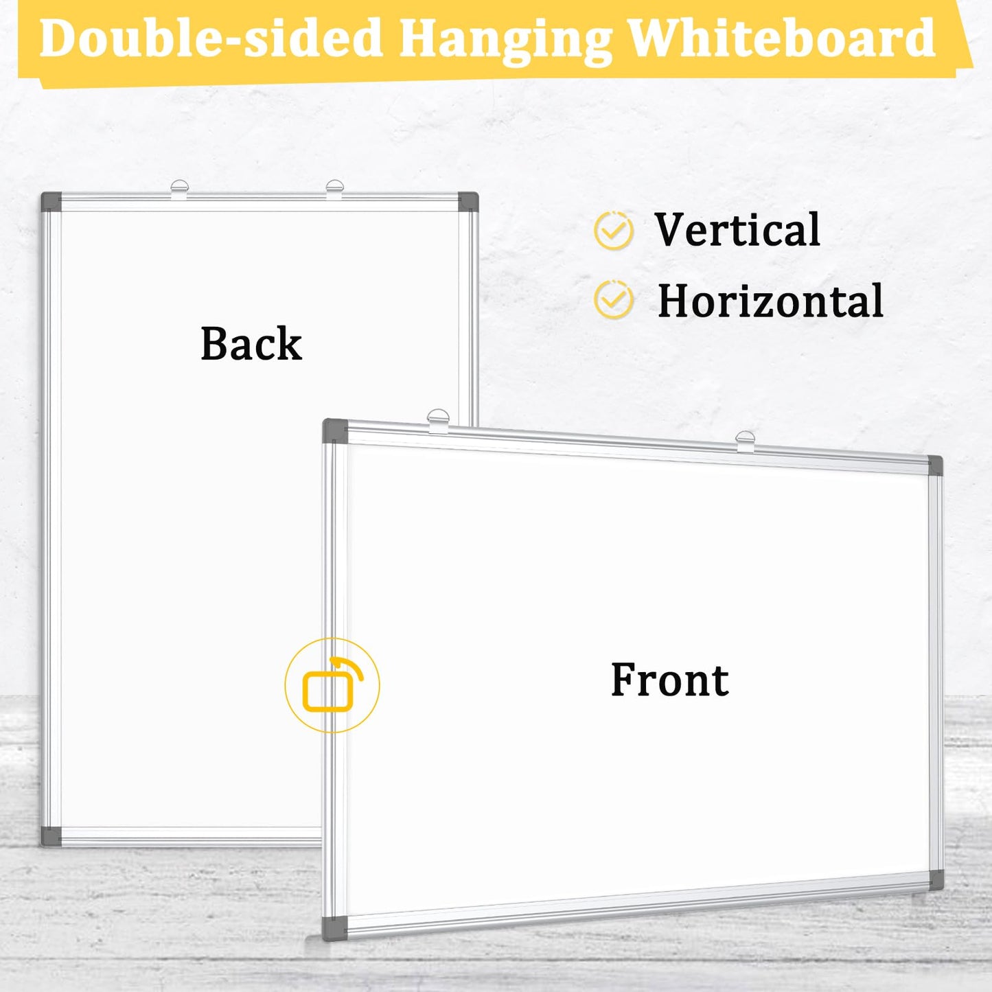 AMUSIGHT Double-Sided Magnetic Whiteboard, 30" x 20" Dry Erase Board, Aluminum Frame White Board for Wall, Hanging Mounting White Board Dry Erase Marker Board with 4 Markers, 1 Pen Tray