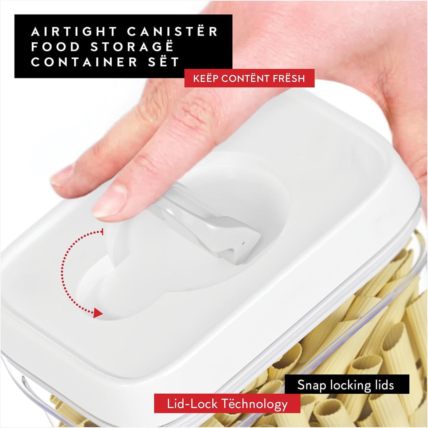 DWËLLZA KITCHEN Airtight Food Storage Containers for Pantry With White Lids 1L - 6 Pack - Clear Plastic Air Tight Kitchen Containers Pantry Organization and Storage BPA-Free Keeps Food Fresh & Dry