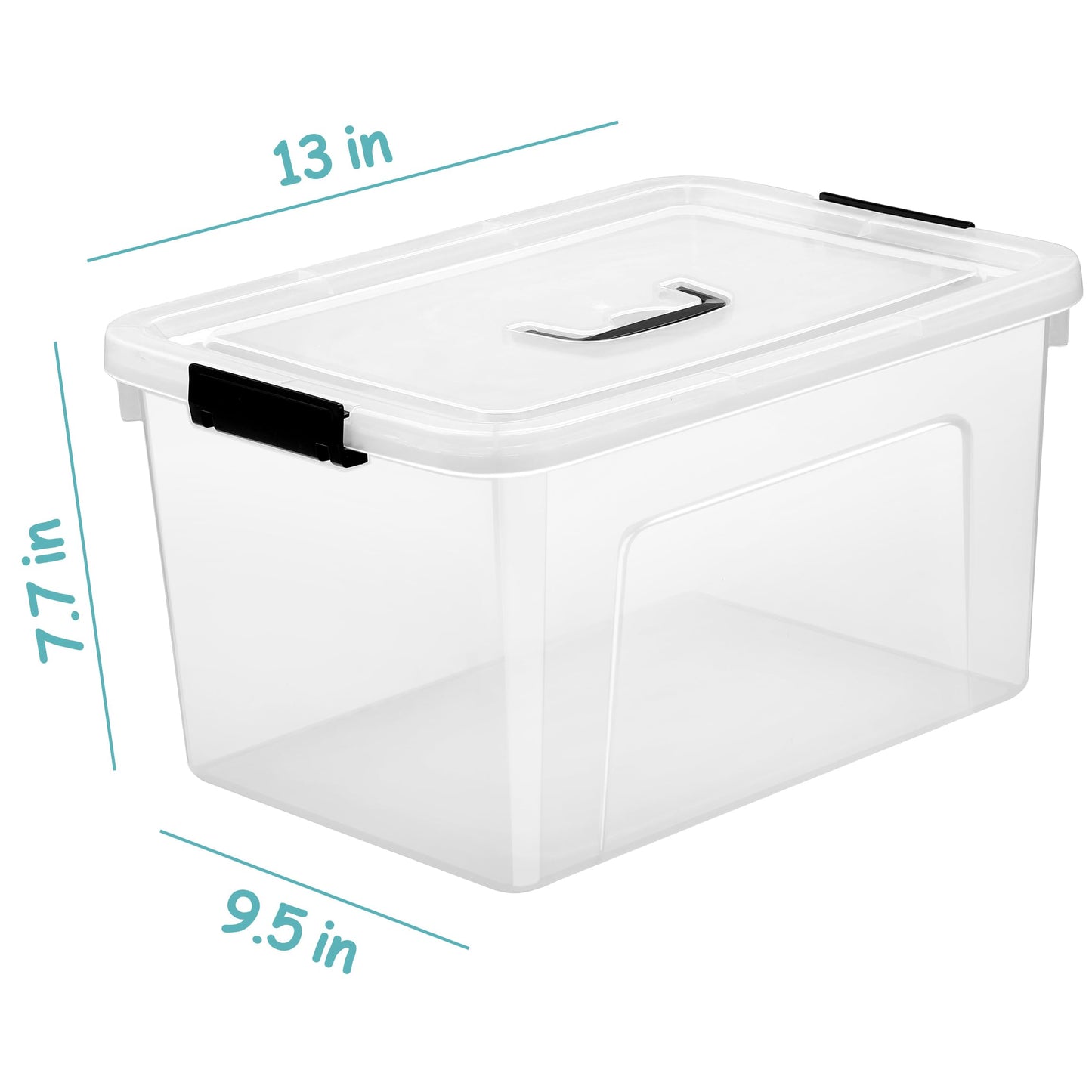 JUJIAJIA Clear Storage Latch Box 12 Quart, Plastic Organizing Box/Bin with Lid and Black Handles, 6-Pack