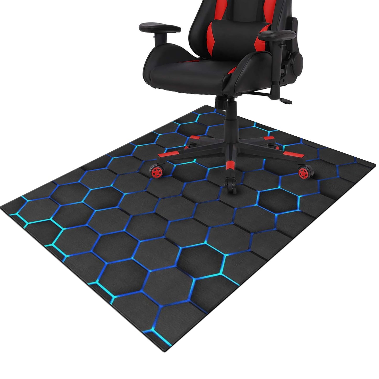 Gaming Chair Mat for Carpet Hardwood Tile Floor,36"x48" Gamer Rugs for Game Room, Under Desk Non Slip Gamer Rug,Low-Pile Game Room Rug,Rubber Backing Large Gaming Chair Floor Mat,Green Honeycomb