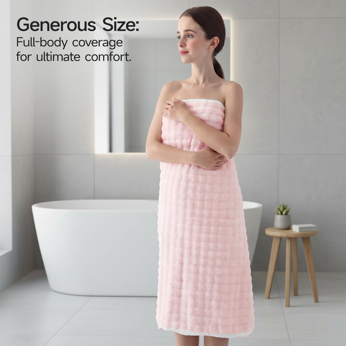 REDKISS Soft Bath Towel Sets 8-Piece, Microfiber Quick Dry & Absorbent, 35x70 in Large Bath Sheet 14x30 in Hand Towel, 12x12 in Washcloth, Pink Bathroom Towel Set