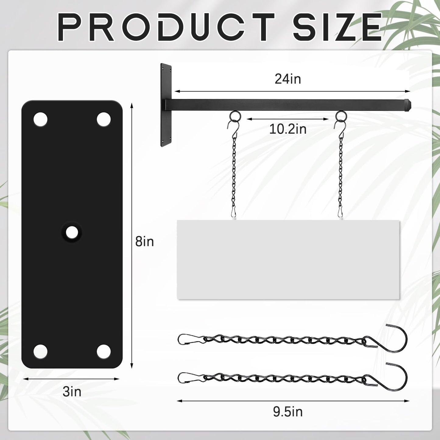 X-Kingsun 1Set 24" Modern Hanging Sign Bracket with Chains Black Sign Hanger Farmhouse Hanging Wall Bracket Hook for Home Office Classroom