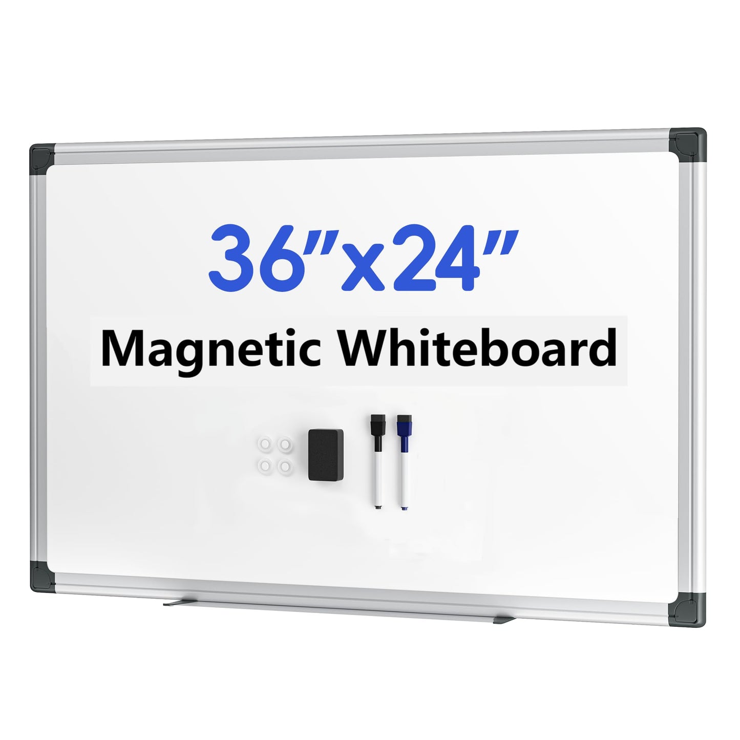 VUSIGN Magnetic Dry Erase White Board for Wall 36"×24"- 1 Eraser, 2 Markers, 4 Magnets, Aluminum Frame Whiteboard for Home, School, Office