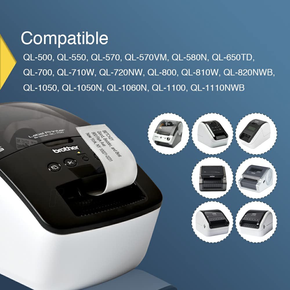 BETCKEY - Compatible Multipurpose Labels Replacement for Brother DK-1204 (2/3" x 2-1/8"), Use with Brother QL Label Printers [20 Rolls/8000 Labels]