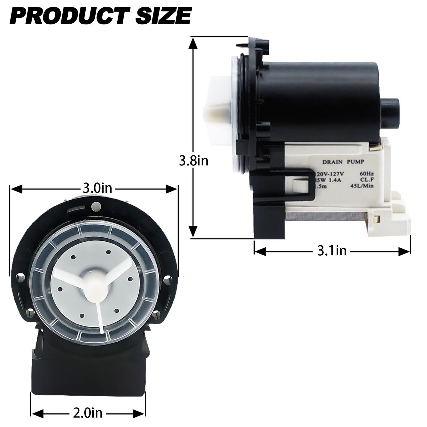 Siwdoy WM3499HVA Drain Pump Compatible with LG WM3570HVA WM3570HWA WM3470HVA WM3575CW WM3997HWA WM3988HWA WM3488HS WM4070HVA Washer Machines