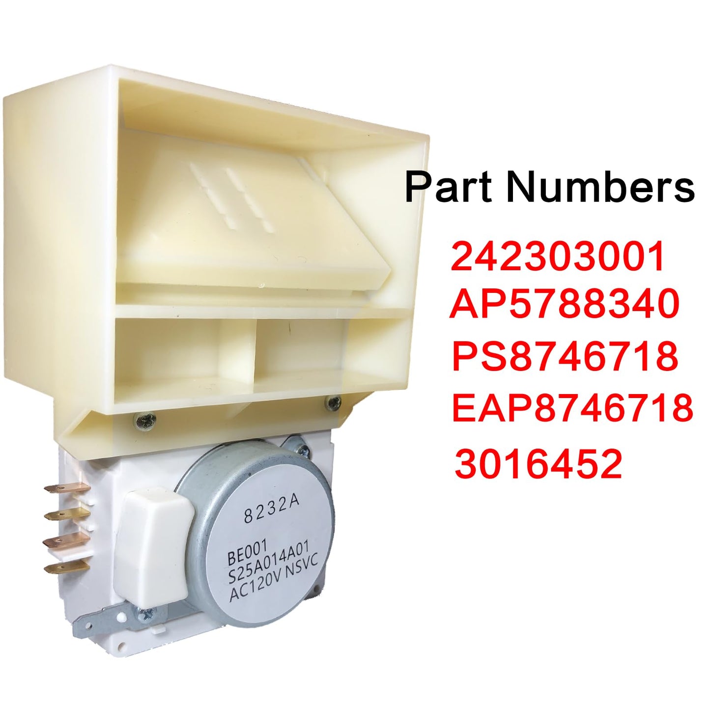 242303001 Air Damper Control Assembly Refrigerator Damper Assembly Compatible with Frigidaire Crosley White Replaces 242303001，AP5788340, PS8746718, EAP8746718, 3016452 Fits DFH, FFE, FFH, FFS, LFS