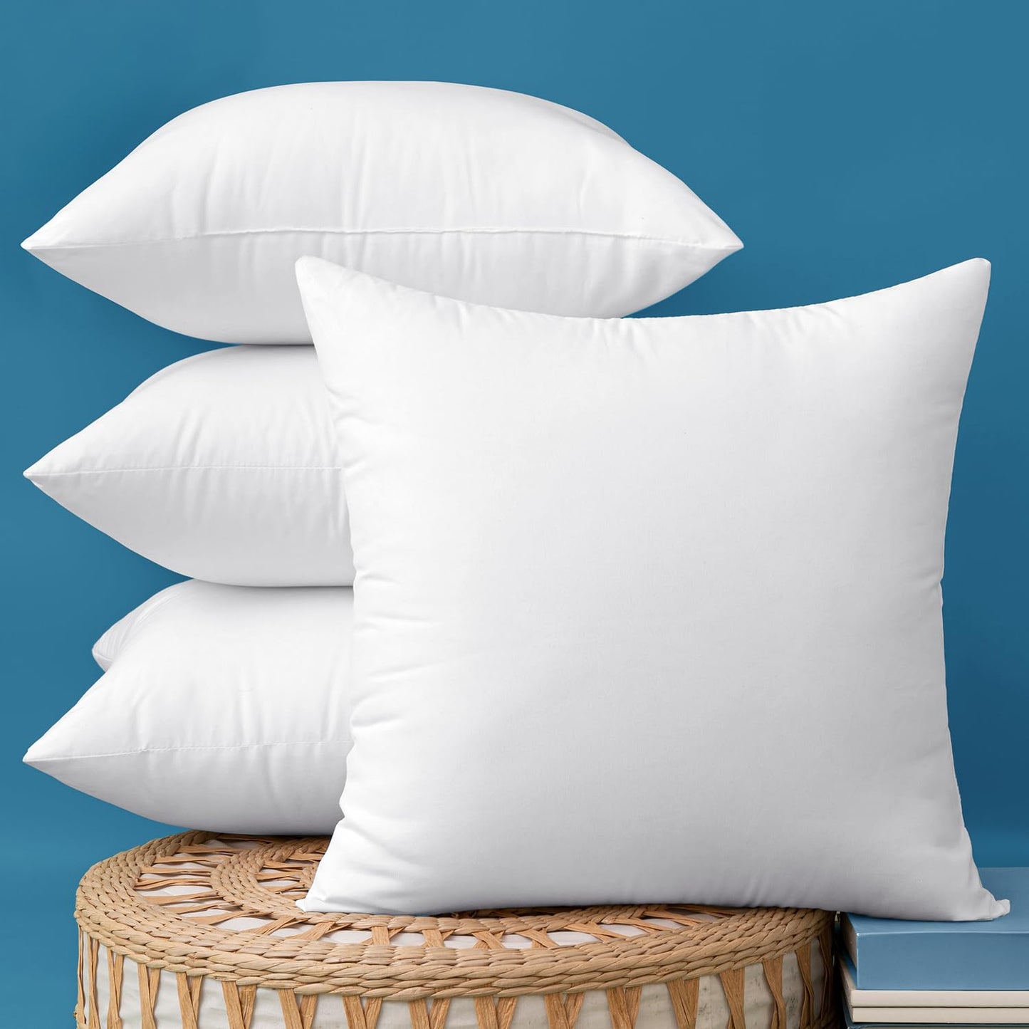 MIULEE Pack of 4 20x20 Outdoor Pillow Inserts, Water-Resistant Throw Pillow Inserts Decorative Premium Square Pillow Stuffer Sham for Porch Swing Couch Sofa Cushion Patio Furniture