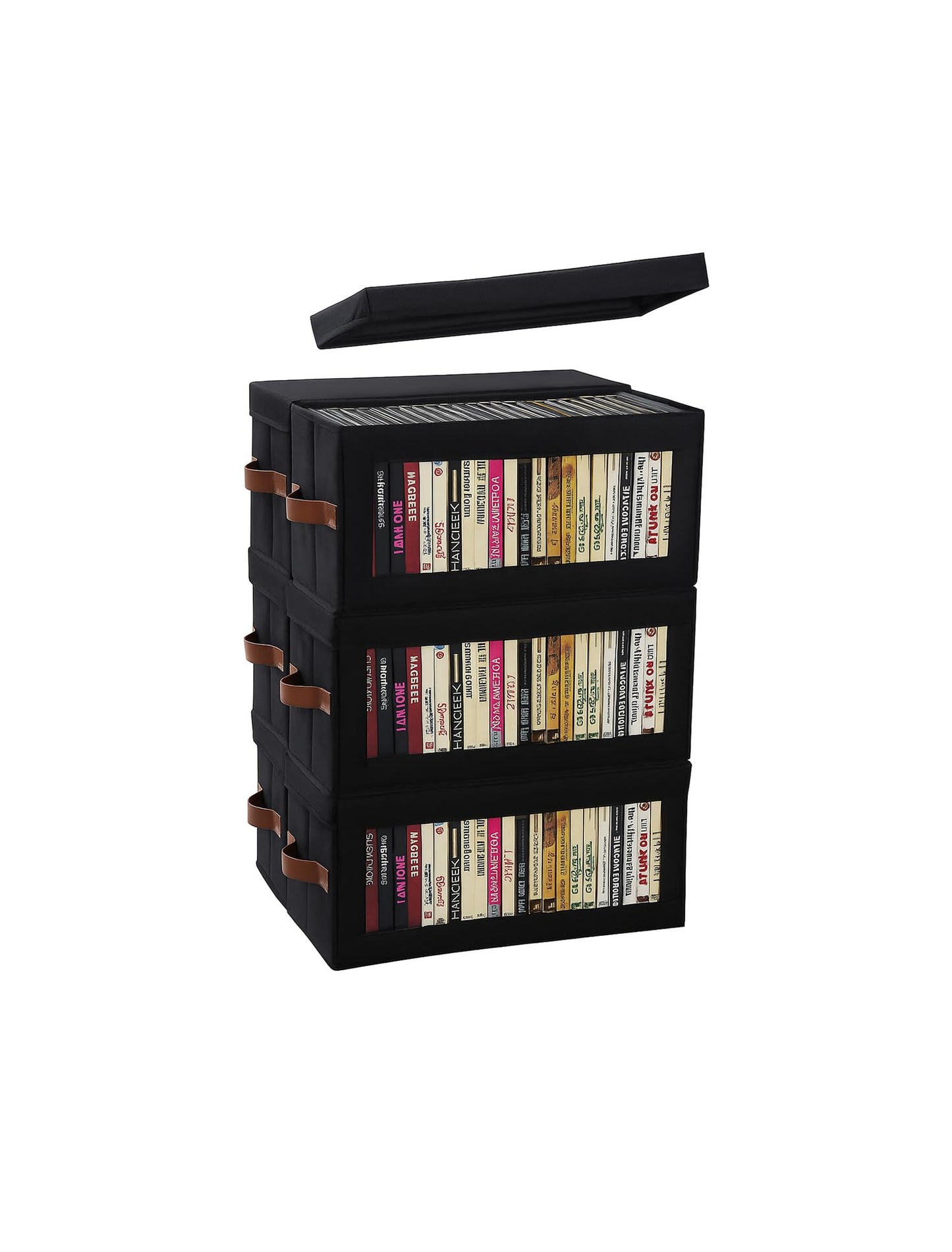 Coorganisers 6 Packs DVD Storage Box with Visible Window, Dustproof DVD Case Holder Organizer with Lid and Handles, Holds Up to 156 Cases, CD Holder for Blu-ray & CD Storage-15.75 x 6.10 x 8.07In