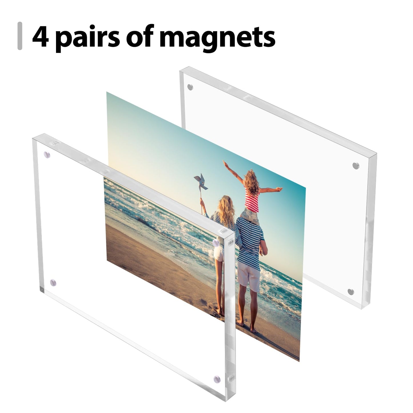 Fixwal 5x7 Acrylic Picture Frame, 6 Pack Clear Double-Sided Magnetic Frames Set, Frameless Photo Frames for Desktop Tabletop Display