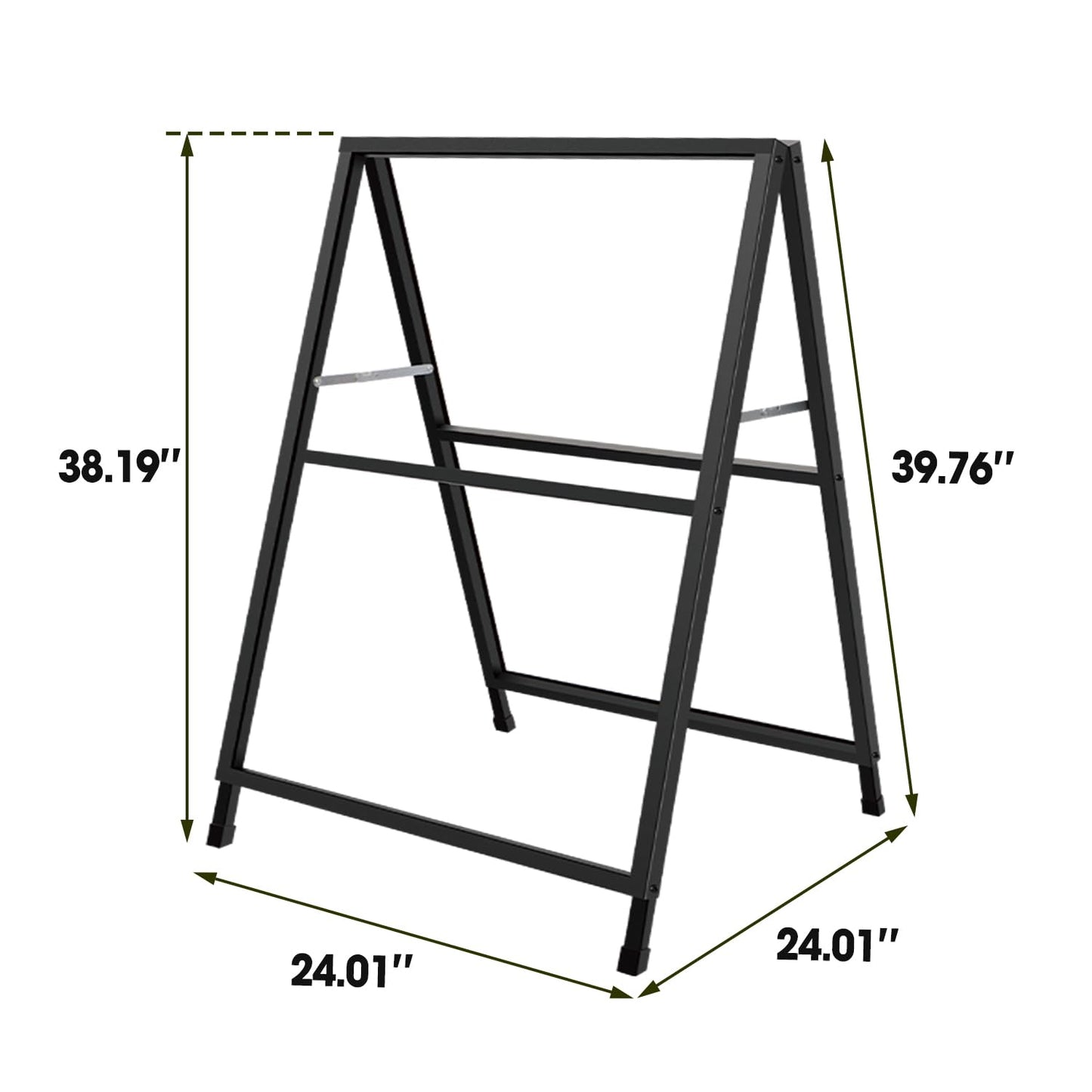 AKTOP Heavy Duty A Frame Sidewalks Signs 24 x 36 Inch, Double-Sided Metal Sandwich Board Slide-in Folding Outdoor Signboard, Large Display Sign Holder for Businesses Advertising Poster