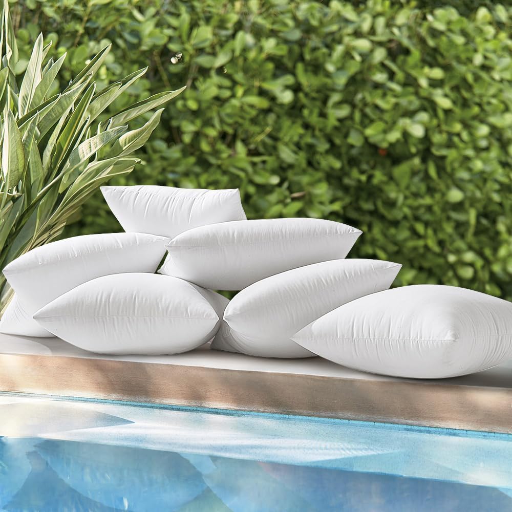 MIULEE Pack of 2 22x22 Inch Outdoor Pillow Inserts Waterproof Decorative Throw Pillow Insert, Square Lumbar Garden Pillow Form for Patio Sofa Couch