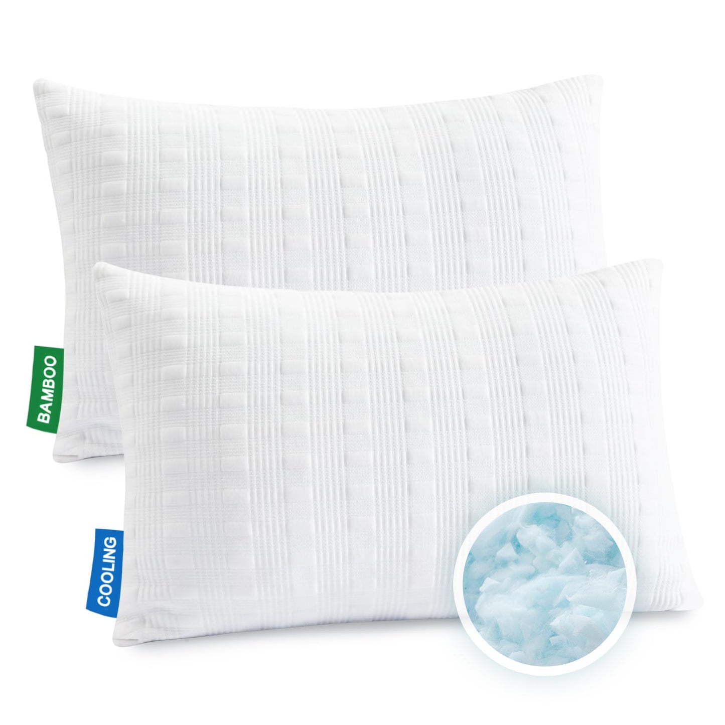 Meoflaw Cooling Pillows for Sleeping King Size Set of 2,Shredded Memory Foam Bed Pillow with Pillow Case-Double Sided Material,Adjustable Loft King Pillow for Side & Back Sleeper-Medium Firm