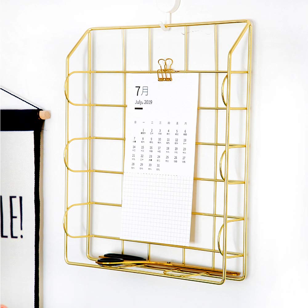 Jolitac Rose Gold 4-Tier Stackable Paper Tray Desk Organizer, Workspace Decorative Stacking Rack Supplies Holder, Metal Letter Trays for File Documents in Home & Office (Gold)