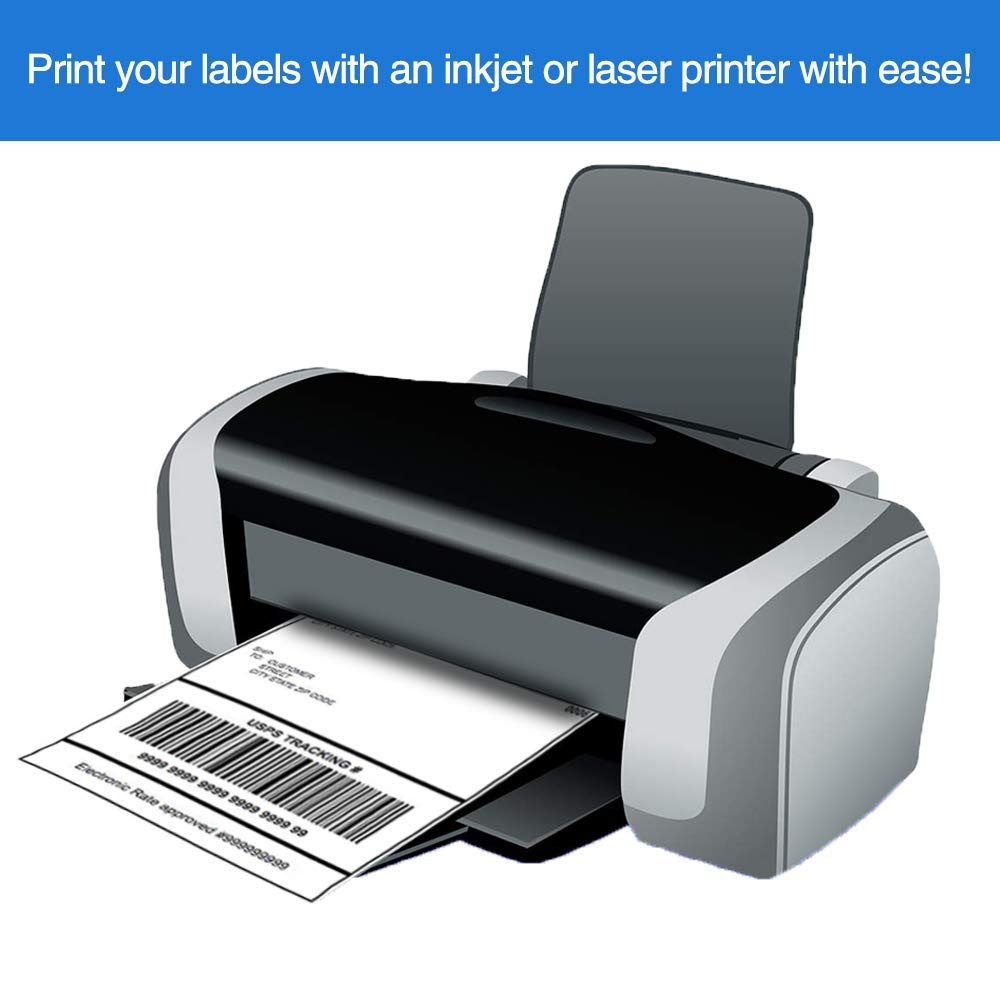 L LIKED 500 Sheets Matte Sticker Paper Full-Sheet 8-1/2" x 11" Self Adhesive Shipping Labels for Laser & Inkjet Printers, White (500 Labels)