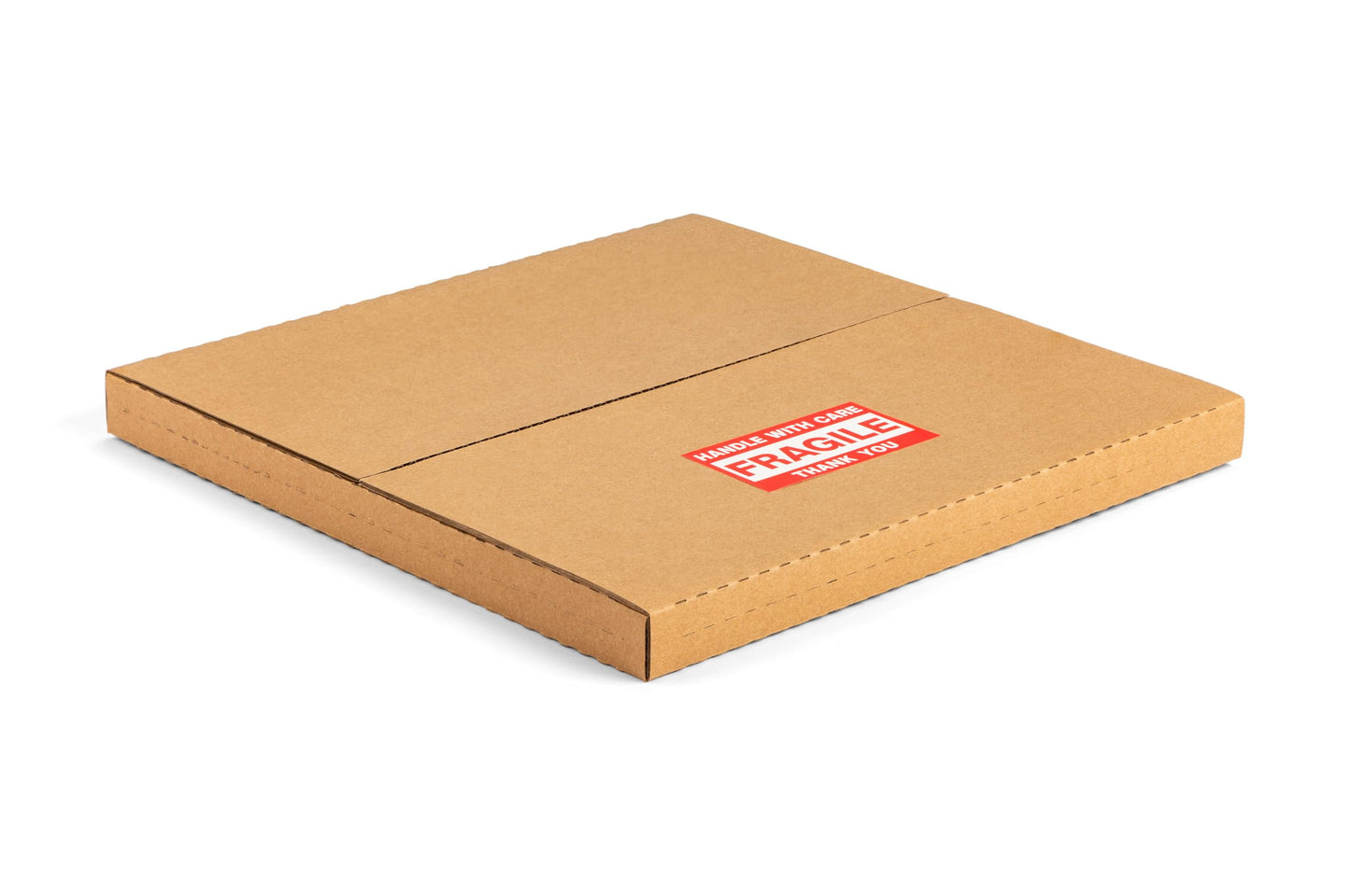 Jiazalpak 12-inch Vinyl Record Shipping Boxes, 12.8x12.8x1 inch, Easy-Fold, Multi-Depth LP Mailers with Fragile Stickers, Brown, 15 Pack