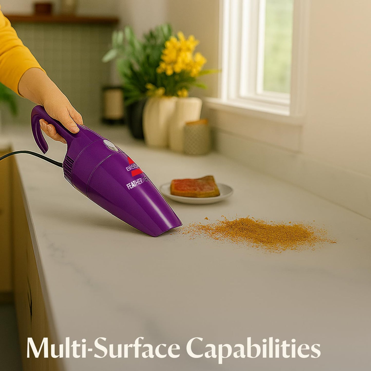 Bissell 20334 Featherweight Stick Lightweight Bagless Vacuum and Electric Broom with Crevice Tool for Hard Floors and Carpets, Purple