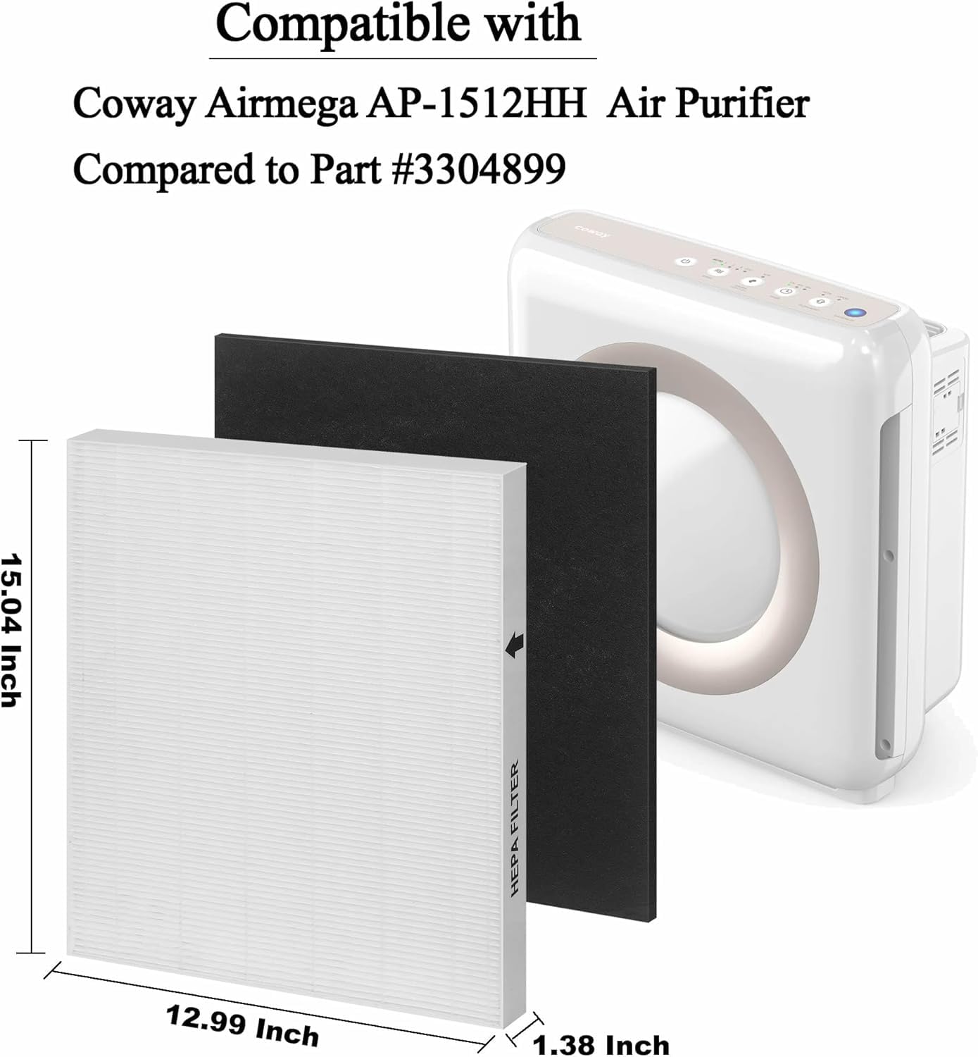 Airmega AP-1512HH Replacement Filter for Coway air purifier, Compatible with Coway Airmega AP1512HH Air Purifier, 3304899, 4 Filters