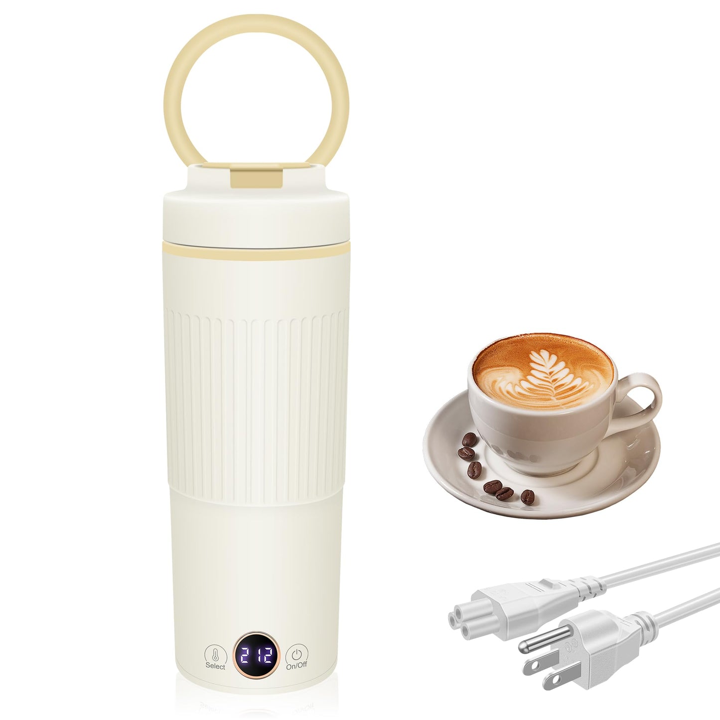 Portable Electric Kettle, 600ML Mini Hot Water Boiler Heater, Travel Kettle with 6 Temperature Settings, 304 Stainless Steel Portable Bottle Warmer with Auto Shut-Off & Boil-Dry Protection