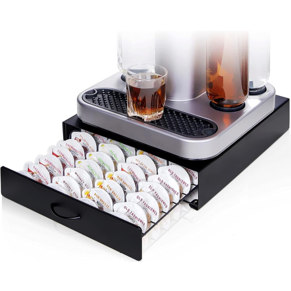KSESTOR Bartesian Capsule Holder - Storage Drawer Holds 40 Cocktail Pods, Matte Black Slide-Out Organizer for Bartesian Cocktail Maker & BEV by Black+Decker
