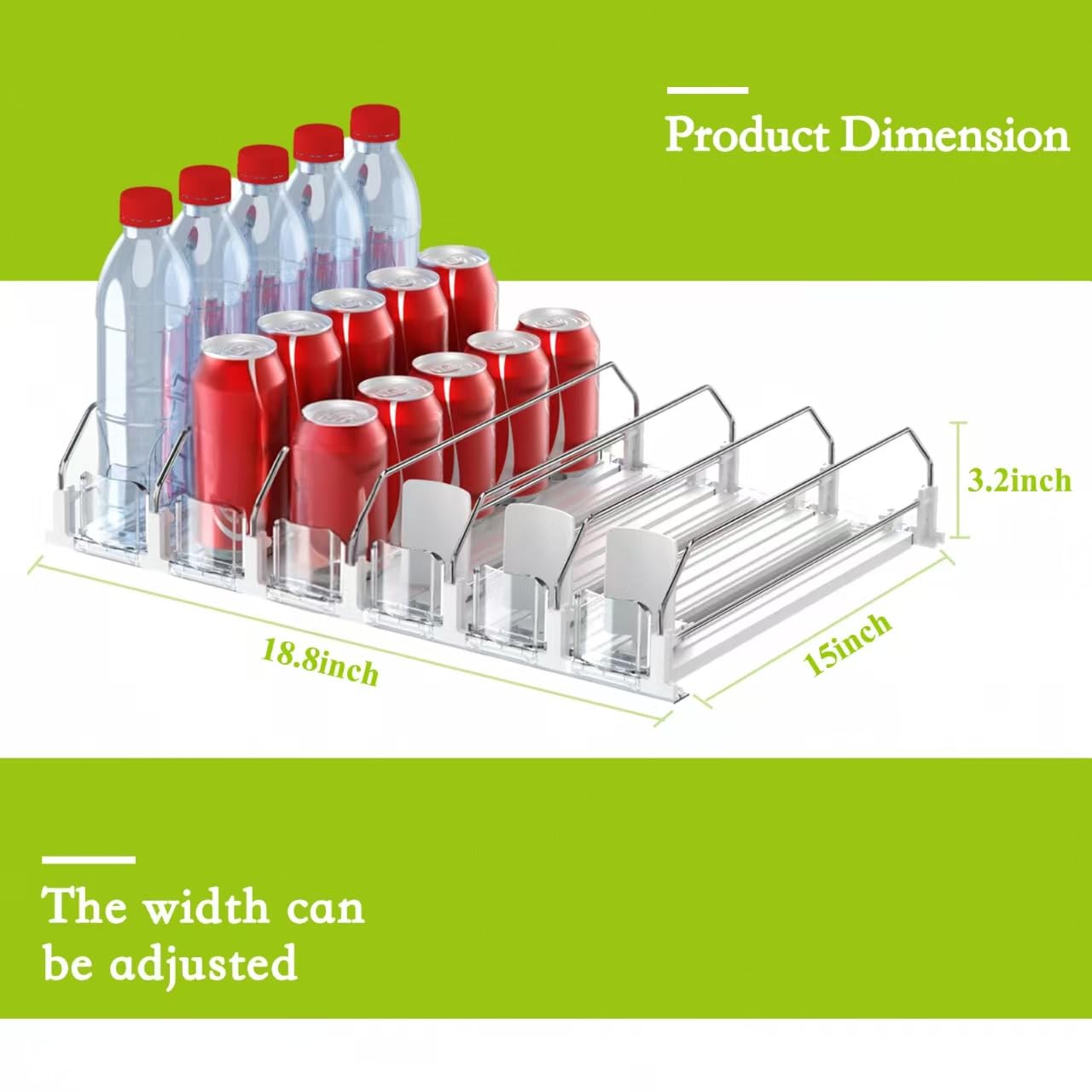 IBORING Drink Organizer for Fridge,Self Pushing Fridge Drink Organizer,Automatic Drink Dispenser for Fridge-Holds up to 30 Cans