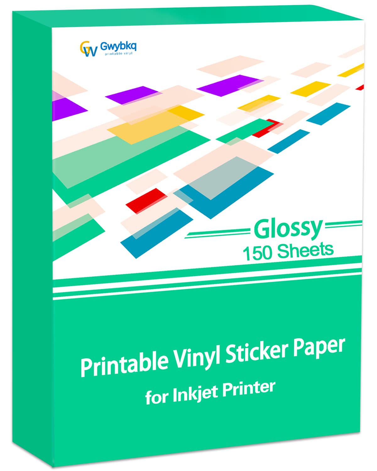 Gwybkq Glossy Printable Vinyl Sticker Paper for Inkjet Printer 150 Sheets 8.5"x11" Adhesive White Labels Decal Papers