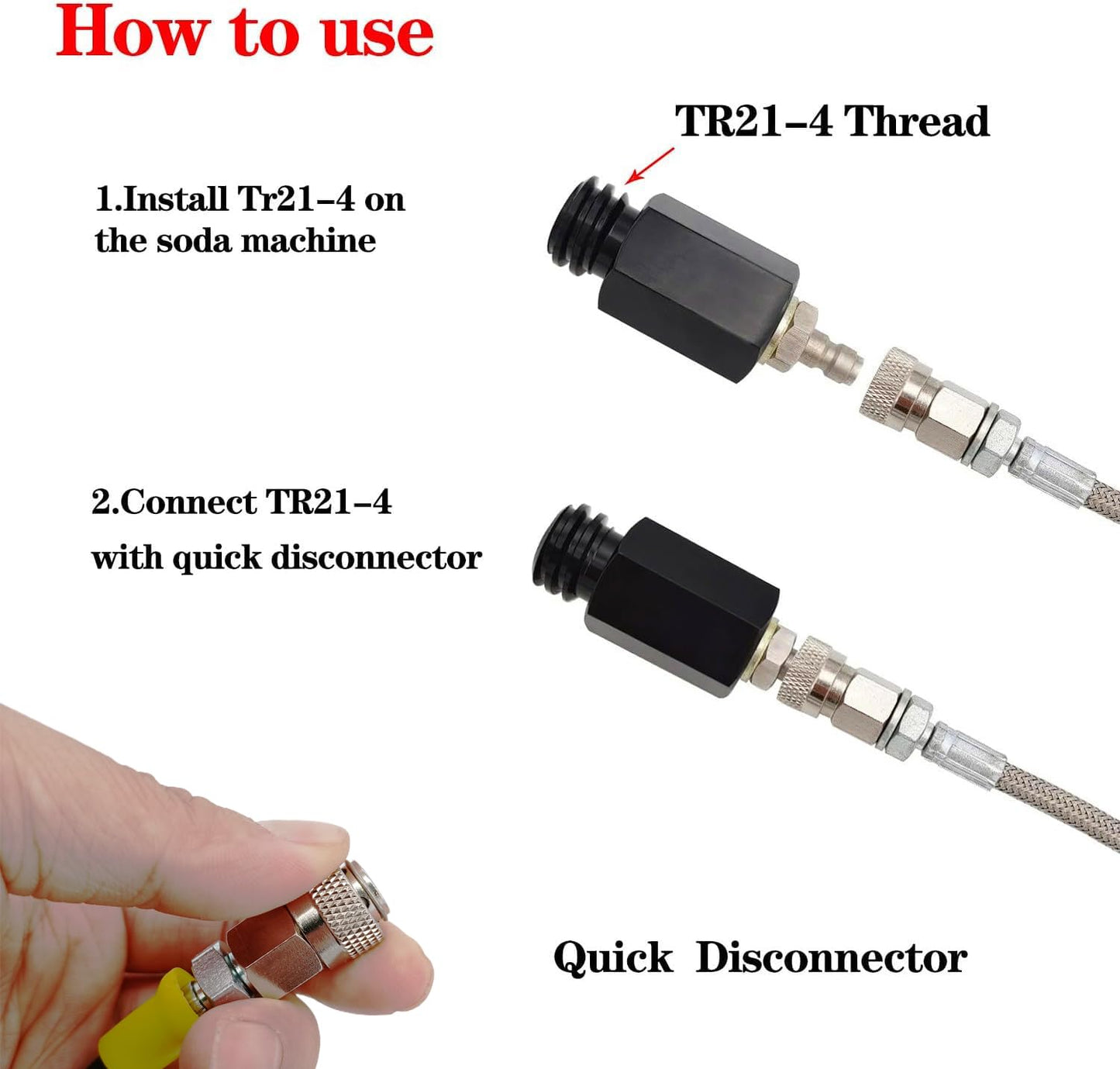 Upgrade Soda Machine Co2 Adapter Hose with High Pressure 60in Stainless Steel Hose,CGA320 to TR21-4 Carbonated Water Soda Maker Co2 Fill Kit Compatible with OneTouch/Jet/Aqua Fizz Soda Maker