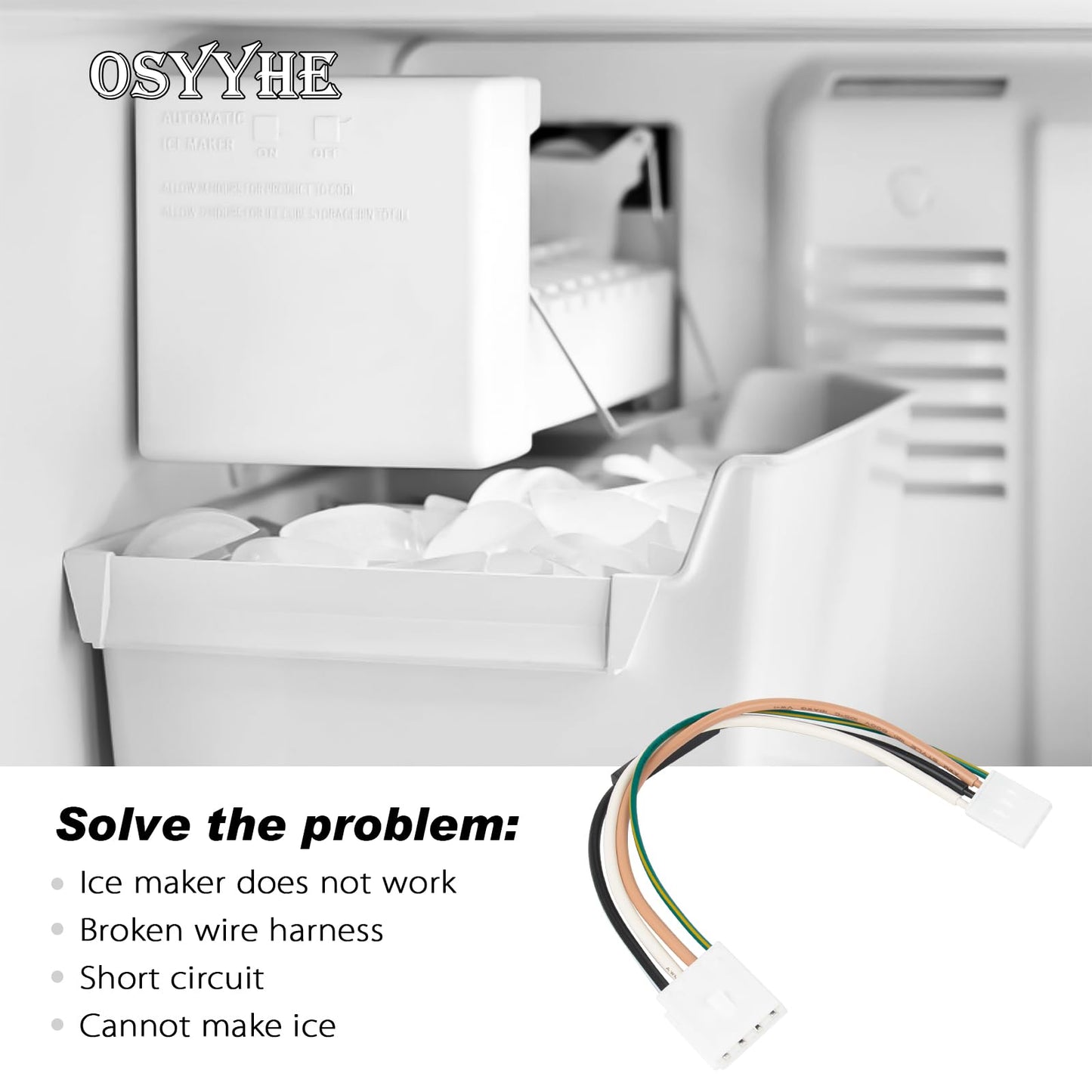 W10838084 Refrigerator Ice Maker Harness Wires for Whirlpool Refrigerator Harness Wire W10508644 WPW10838084