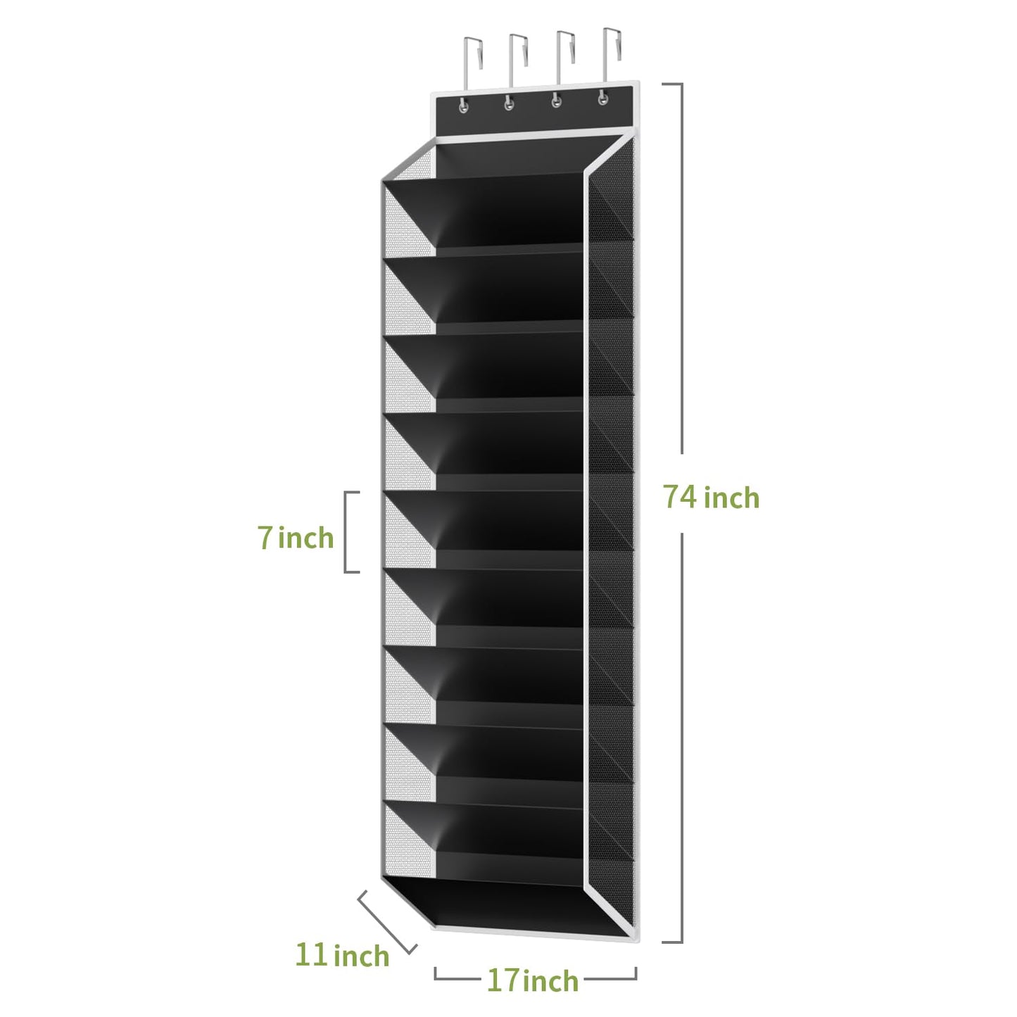 KEEPJOY 10 Tiers Mesh Over Door Shoe Organizer Storage, Hanging Shoe Holder for Door with Large Deep Pockets, Fit 20-30 Pairs Shoe Rack for Sneakers, Boots(Black)
