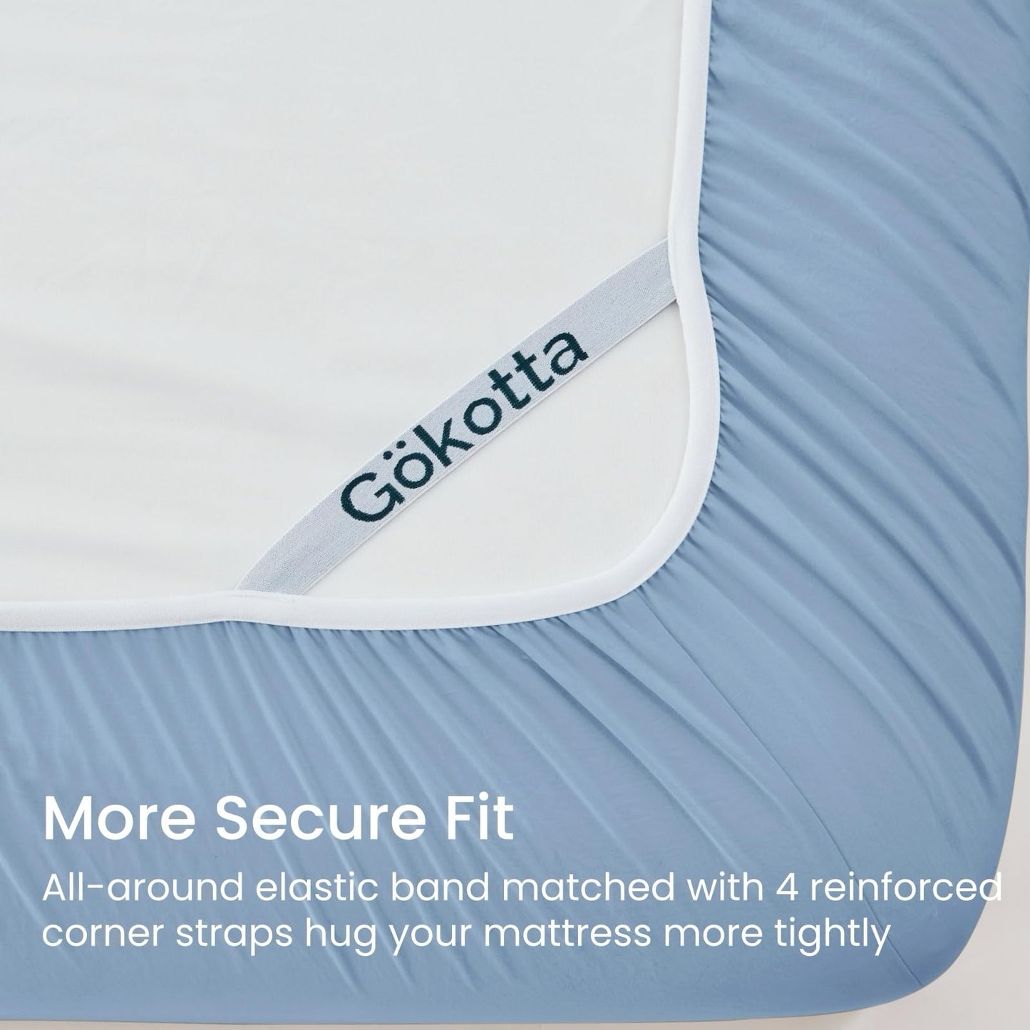 GOKOTTA 4-Pcs King Size Sheets Set, 10-16" Deep Pocket, Non-Slip Elastic Corner Straps, Washed & Brushed Microfiber Polyester - Hotel Luxury, Ultra Soft, Breathable, Wrinkle-Free, Anti-Rip -Dusty Blue