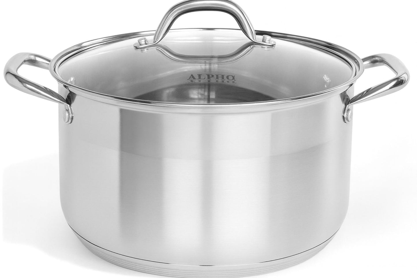 Alpha Living SP-08G Stainless Steel Pot with Capsule Bottom – Induction Compatible 8Qt Pot with Lid – Tri-Ply Ultra-Thick Bottom – Ideal for Spaghetti, Cooking, Canning, Boiling