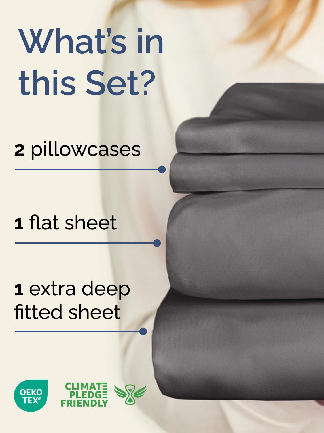 Extra Deep King Sheet Set - 4 Piece Breathable & Cooling Bed Sheets - Easily Fits 18 to 24 inch Mattress - Ultra Soft, Wrinkle & Fade Free with Extra Deep Pockets - Hotel Luxury Bedding - Dark Grey