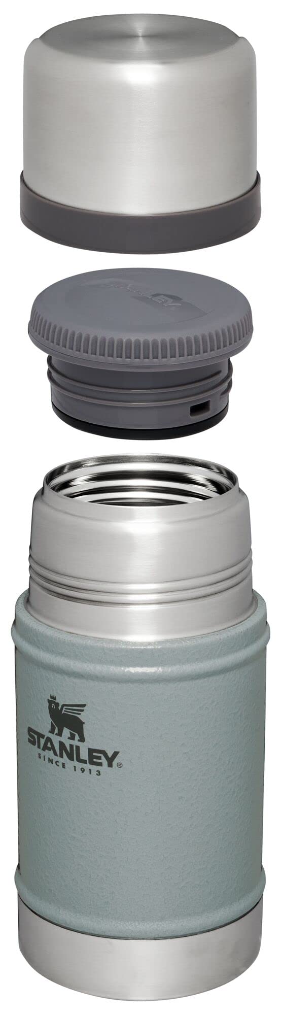 Stanley Classic Legendary Large Food Jar 24 oz | Vacuum Insulated Food Container | Wide Mouth Screw On Lid | Packable for Travel | Stainless Steel & Leakproof Lid | Hammertone Silver